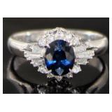 Platinum 1.45 ct Natural Sapphire & Diamond Ring
