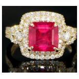 14kt Gold 4.98 ct Ruby & Diamond Ring