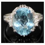 Platinum 5.00 ct Aquamarine & Diamond Ring