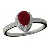 Pear Cut Natural Ruby & Diamond Ring