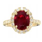 14kt Gold 5.10 ct Oval Ruby & Diamond Ring