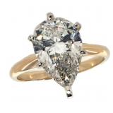 14k Gold 3.26 ct Pear Shape VS1 Lab Diamond Ring