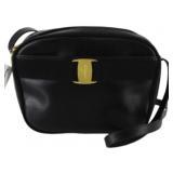 Ferragamo Vala Black Leather Shoulder Bag