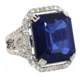 14k Gold 15.02 ct Sapphire & Diamond Ring