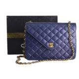 Chanel Blue Turnlock Handbag