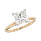 14k Gold 1.99 ct Princess Cut Lab Diamond Ring