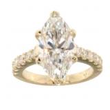 14k Gold 5.34 ct Marquise Cut Lab Diamond Ring