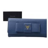 PRADA Blue Ribbon Saffiano Wallet