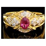 18kt Gold 1.10 ct Natural Ruby & Diamond Ring