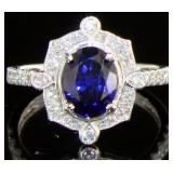 14kt Gold Oval 2.15 ct Sapphire & Diamond Ring
