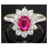 Platinum 1.56 ct GIA Ruby & Diamond Ring