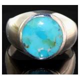 Large Natural Turquoise Signet Ring