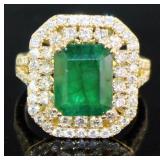 14kt Gold 5.03 ct GIA Emerald & Diamond Ring
