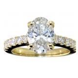 14k Gold 3.04 ct Oval Cut Lab Diamond Ring