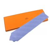 Hermes Light Blue Stripes Tie 100% Silk