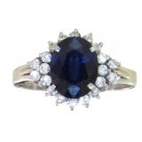Platinum 2.01 ct Natural Sapphire & Diamond Ring