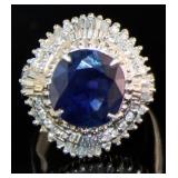 Platinum 4.53 ct Natural Sapphire & Diamond Ring
