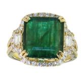 14kt Gold 7.02 ct GIA Emerald & Diamond Ring