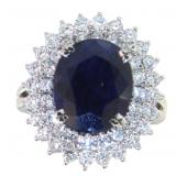 14kt Gold 7.27 ct GIA Sapphire & Diamond Ring