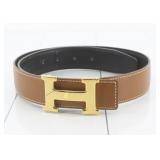 Hermes H Reversible Leather Belt