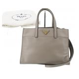 PRADA Grey Leather 2 Way Shoulder Bag