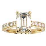 14k Gold 5.69 ct Emerald Cut Lab Diamond Ring