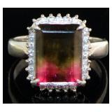 Platinum 6.54 ct Tourmaline & Diamond Ring
