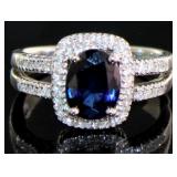 Platinum 1.89 ct Natural Sapphire & Diamond Ring