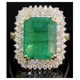 14kt Gold 9.29 ct GIA Emerald & Diamond Ring
