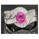 Platinum 3.38 ct Pink Sapphire & Diamond Ring