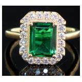 Emerald Cut 2.52 ct Emerald & Diamond Halo Ring
