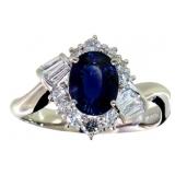 Platinum 1.65ct Natural Sapphire & VS Diamond Ring