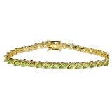 Genuine 12.50 ct Green Peridot Tennis Bracelet