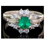 Platinum 1.16 ct Natural Emerald & Diamond Ring
