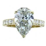 14k Gold 5.05 ct Pear Cut Lab Diamond Ring