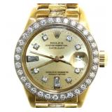 18kt Gold Rolex Lady Datejust President w/Diamond