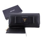 PRADA Black Ribbon Saffiano Wallet