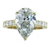 14k Gold 5.03 ct Pear Cut Lab Diamond Ring