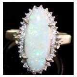 Platinum 2.61 ct Natural Opal & Diamond Ring