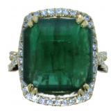 14kt Gold 9.87 ct GIA Emerald & Diamond Ring