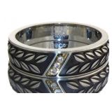 10kt Gold-SS Men's Antiqued Diamond Ring