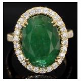 14kt Gold 11.78 ct GIA Emerald & Diamond Ring