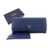 PRADA Navy Blue Saffiano Wallet