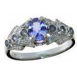 Natural Oval Tanzanite & Diamond Ring