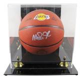 Autographed Magic Johnson Basketball Display
