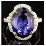 14kt Gold 12.63 ct Oval Sapphire & Diamond Ring