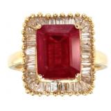 14kt Gold 5.07 ct Ruby & Diamond Ring