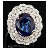 14kt Gold 14.03 ct Oval Sapphire & Diamond Ring