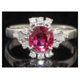 GIA Platinum 1.52 ct Cushion Ruby & Diamond Ring
