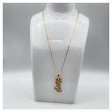 Yves Saint Laurent YSL Logo Line Stone Necklace